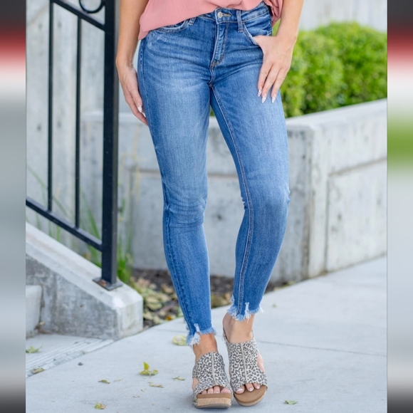 Women's Blue Ankle Cropped Jeans - Picture 1 of 12
